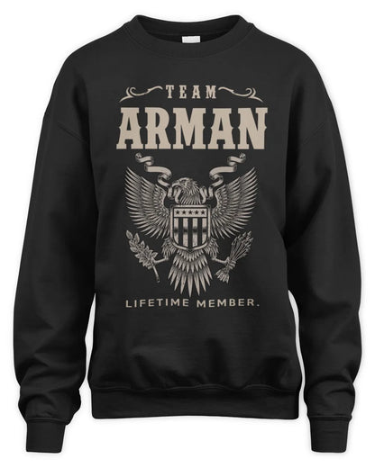 ARMAN TP06-K82 – Personalized Classic Style Apparel “Team NAME Lifetime Member” - Unisex Sweatshirt - Black