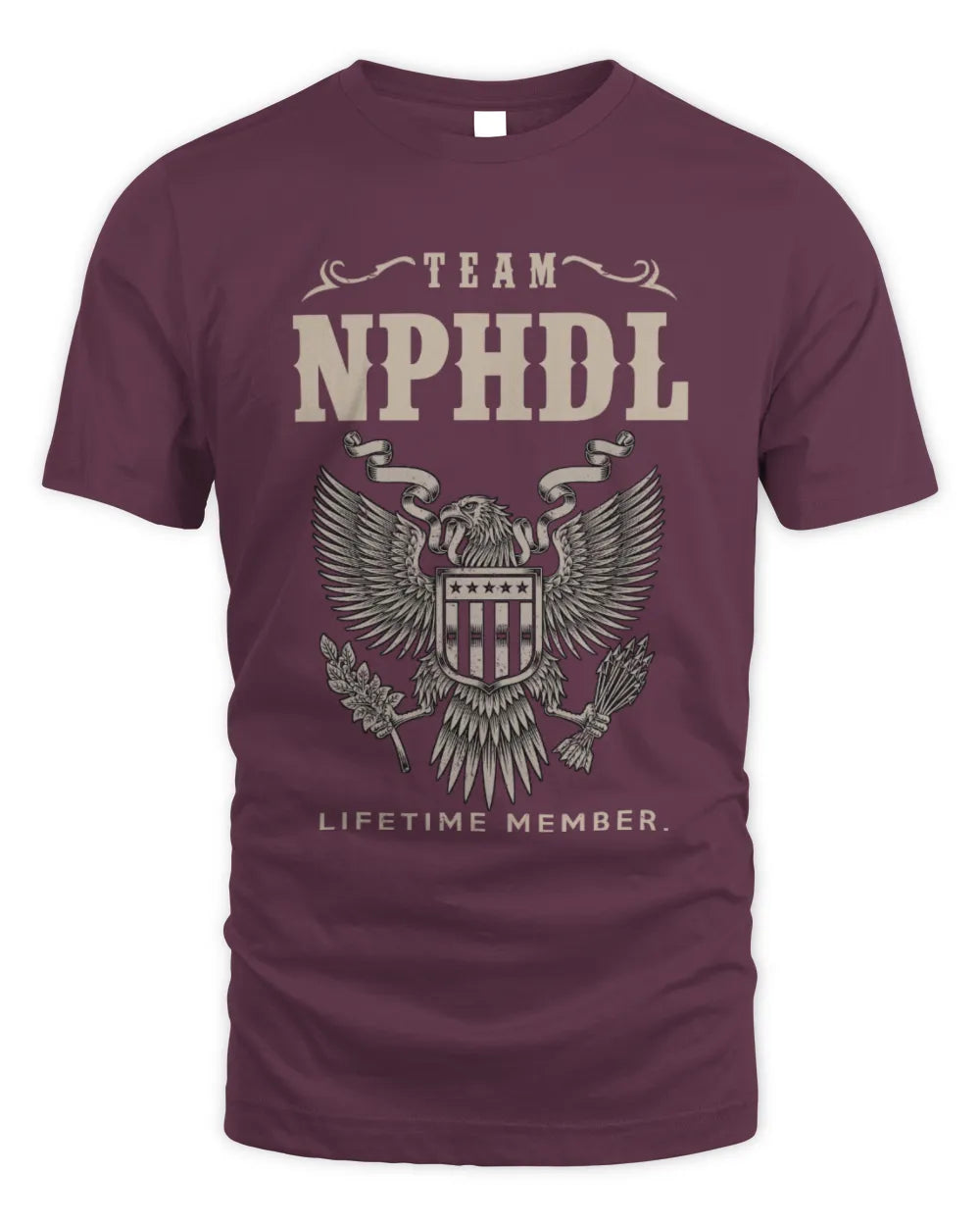 NPHDL TP06-K82 – Personalized Classic Style Apparel “Team NAME Lifetime Member” - Unisex Standard T-Shirt - Maroon
