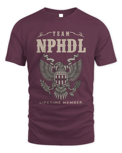 NPHDL TP06-K82 – Personalized Classic Style Apparel “Team NAME Lifetime Member” - Unisex Standard T-Shirt - Maroon