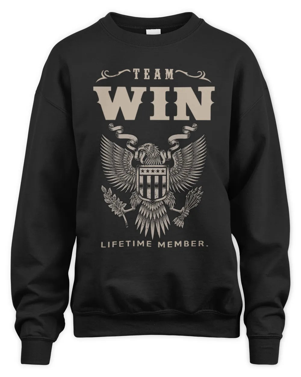 WIN TP06-K82 – Personalized Classic Style Apparel “Team NAME Lifetime Member” - Unisex Sweatshirt - Black