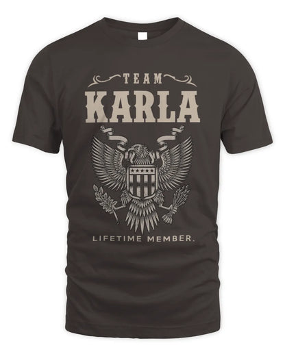 KARLA TP06-K82 – Personalized Classic Style Apparel “Team NAME Lifetime Member” - Unisex Standard T-Shirt - Dark Chocolate