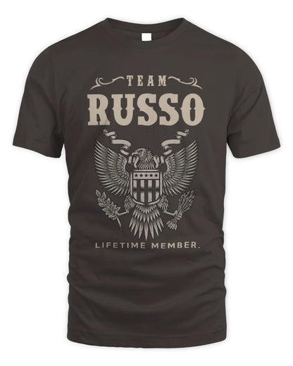 RUSSO TP06-K82 – Personalized Classic Style Apparel “Team NAME Lifetime Member” - Unisex Standard T-Shirt - Dark Chocolate
