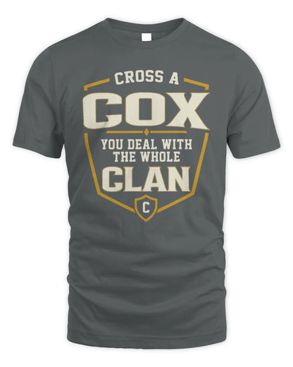 COX NT1-K008 Cross A/An NAME, You Deal With the Whole Clan | Personalized Vintage T-Shirt - Unisex Standard T-Shirt - Charcoal