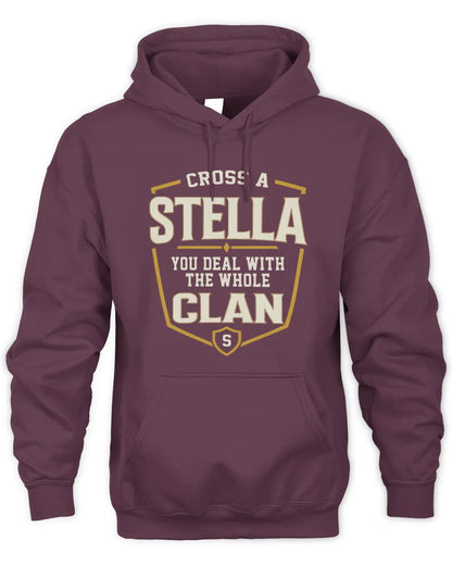 STELLA NT1-K008 Cross A/An NAME, You Deal With the Whole Clan | Personalized Vintage T-Shirt - Unisex Hoodie - Maroon
