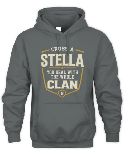 STELLA NT1-K008 Cross A/An NAME, You Deal With the Whole Clan | Personalized Vintage T-Shirt - Unisex Hoodie - Charcoal