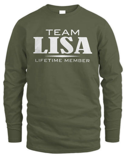 LISA BL62-K4-128 - Personalized “Team NAME Lifetime Member” - Men's Long Sleeved T-Shirt - Military Green