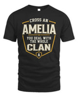 AMELIA NT1-K008 Cross A/An NAME, You Deal With the Whole Clan | Personalized Vintage T-Shirt - Unisex Standard T-Shirt - Black
