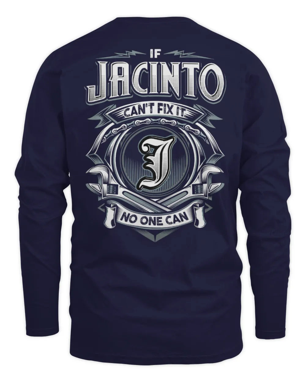JACINTO AP81-K4-626 - Personalized Ahmed Quote Apparel “If Ahmed Can't Fix It, No One Can” - Men's Long Sleeved T-Shirt - Navy