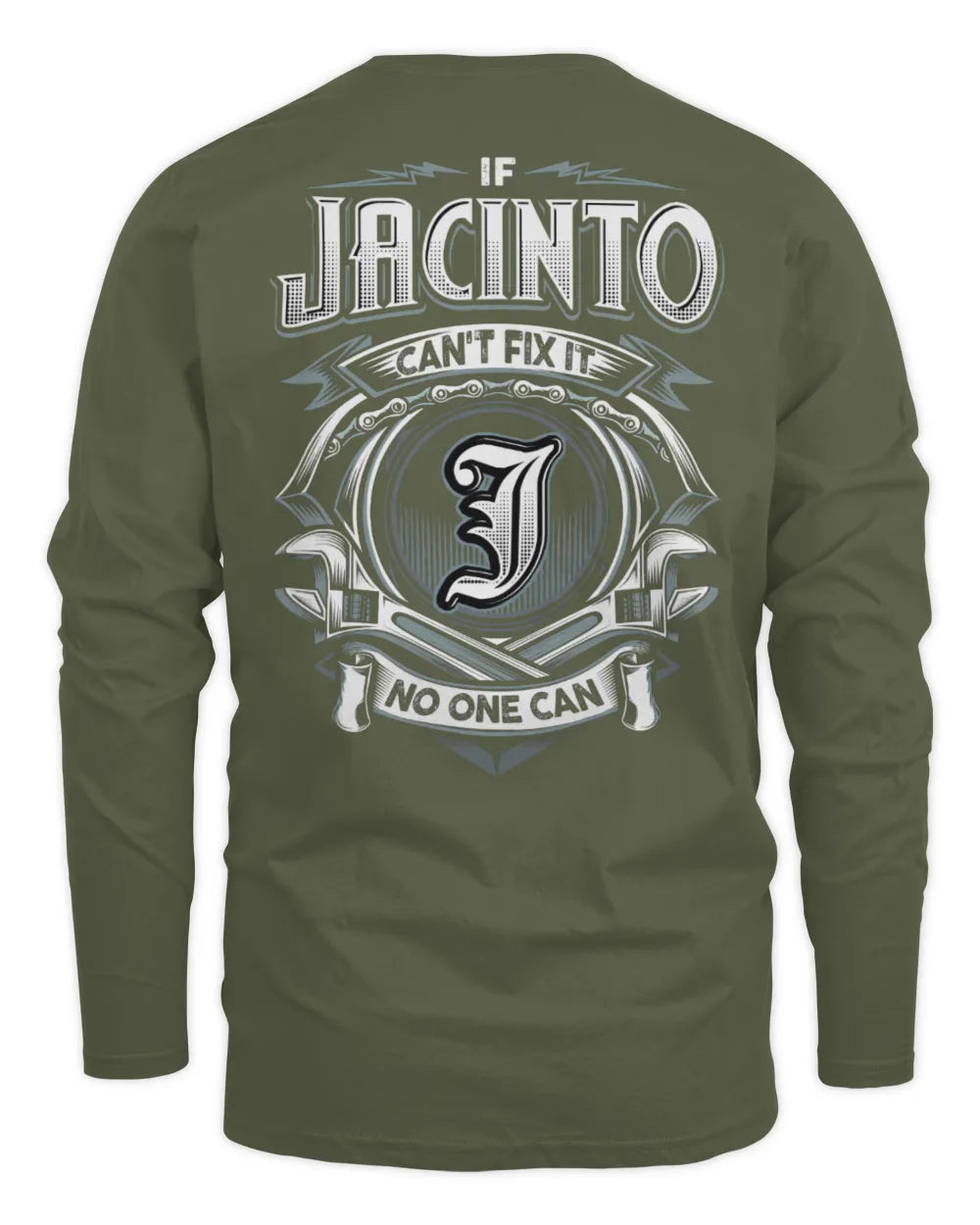 JACINTO AP81-K4-626 - Personalized Ahmed Quote Apparel “If Ahmed Can't Fix It, No One Can” - Men's Long Sleeved T-Shirt - Military Green