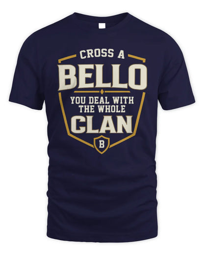 BELLO NT1-K008 Cross A/An NAME, You Deal With the Whole Clan | Personalized Vintage T-Shirt - Unisex Standard T-Shirt - Navy