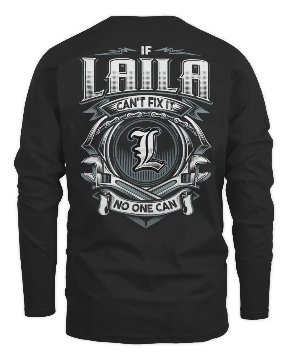 LAILA AP81-K4-626 - Personalized Ahmed Quote Apparel “If Ahmed Can't Fix It, No One Can” - Men's Long Sleeved T-Shirt - Black