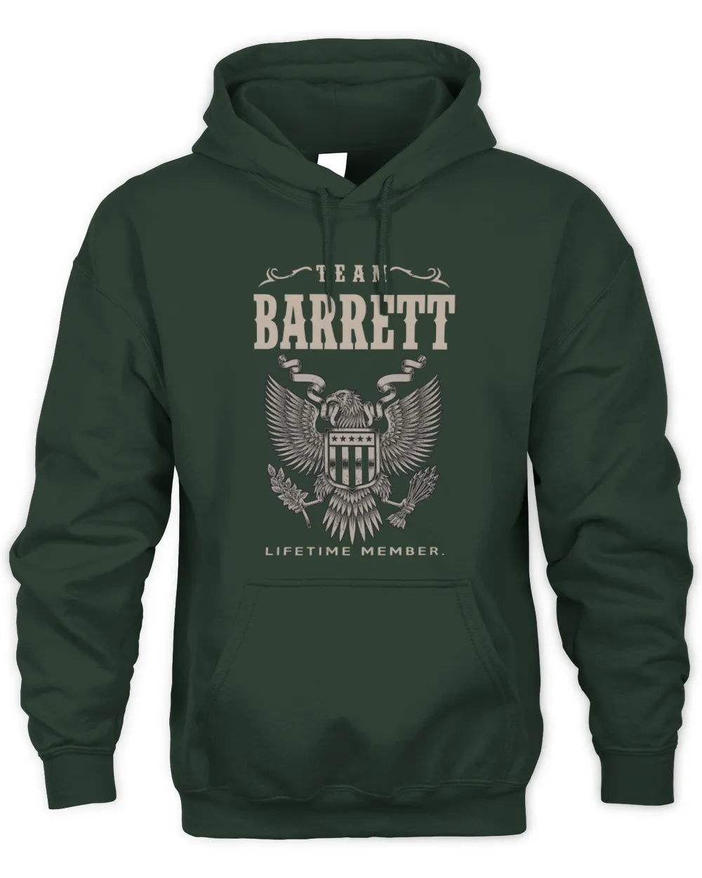 BARRETT TP06-K82 – Personalized Classic Style Apparel “Team NAME Lifetime Member” - Unisex Hoodie - Forest Green