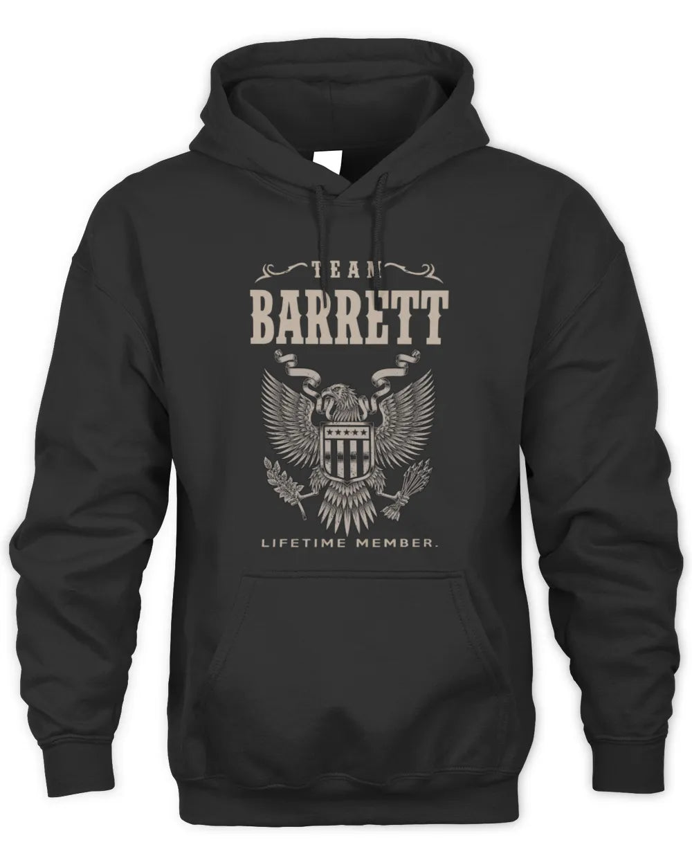 BARRETT TP06-K82 – Personalized Classic Style Apparel “Team NAME Lifetime Member” - Unisex Hoodie - Black