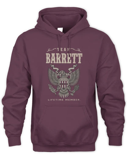 BARRETT TP06-K82 – Personalized Classic Style Apparel “Team NAME Lifetime Member” - Unisex Hoodie - Maroon