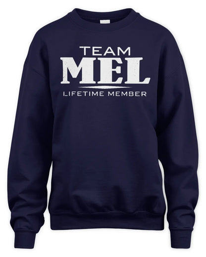 MEL BL62-K4-128 - Personalized “Team NAME Lifetime Member” - Unisex Sweatshirt - Navy