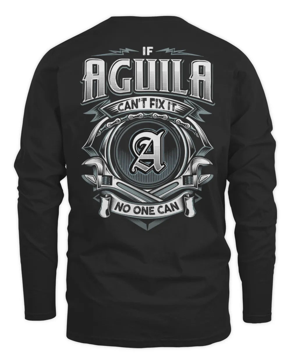AGUILA AP81-K4-626 - Personalized Ahmed Quote Apparel “If Ahmed Can't Fix It, No One Can” - Men's Long Sleeved T-Shirt - Black