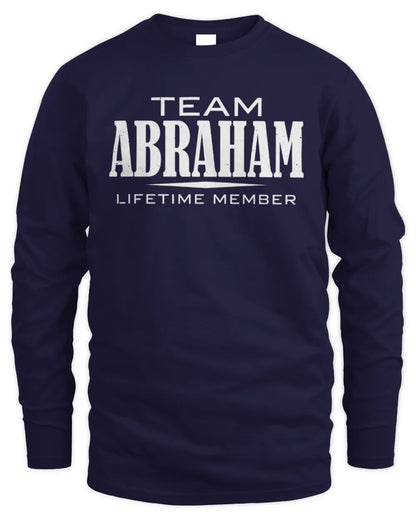 ABRAHAM BL62-K4-128 - Personalized “Team NAME Lifetime Member” - Men's Long Sleeved T-Shirt - Navy