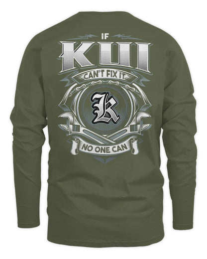 KUI AP81-K4-626 - Personalized Ahmed Quote Apparel “If Ahmed Can't Fix It, No One Can” - Men's Long Sleeved T-Shirt - Military Green