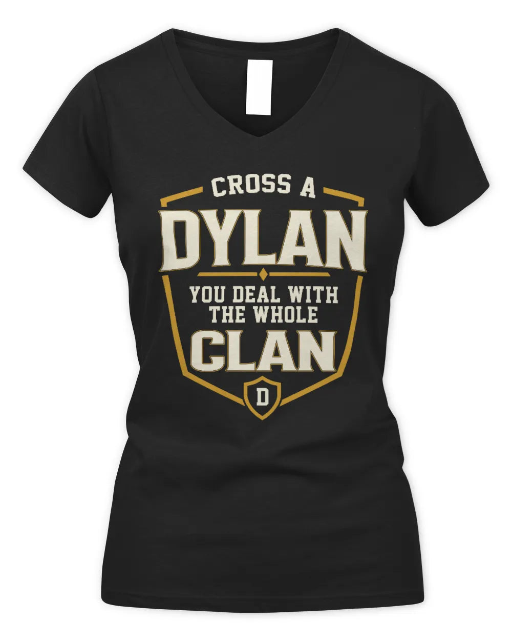 DYLAN NT1-K008 Cross A/An NAME, You Deal With the Whole Clan | Personalized Vintage T-Shirt - Women's V-Neck T-Shirt - Black