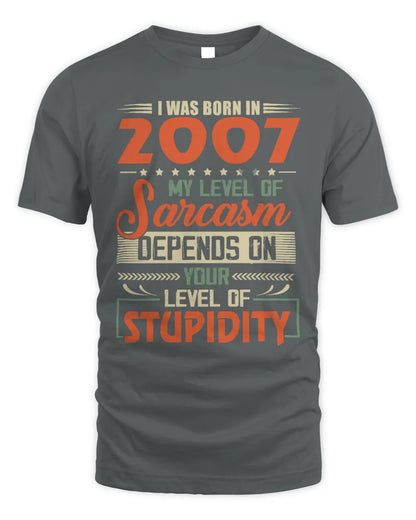 2007 HH89-K2 – Vintage Born to Be Sarcastic T-Shirt - Unisex Standard T-Shirt - Charcoal