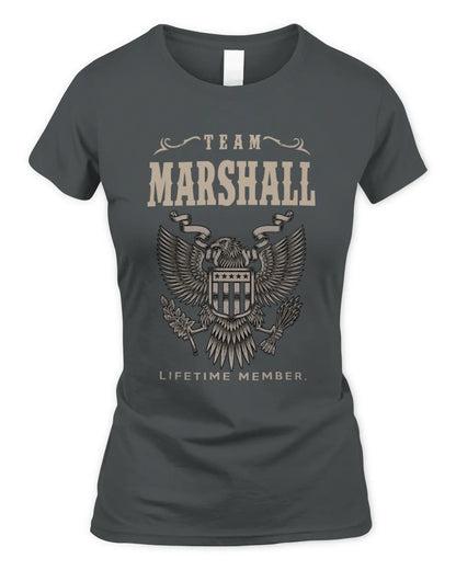MARSHALL TP06-K82 – Personalized Classic Style Apparel “Team NAME Lifetime Member” - Women's Standard T-Shirt - Charcoal