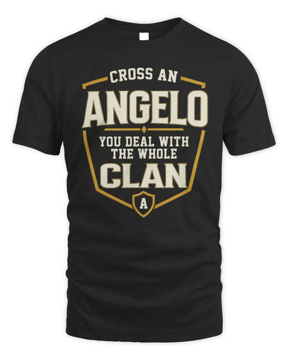 ANGELO NT1-K008 Cross A/An NAME, You Deal With the Whole Clan | Personalized Vintage T-Shirt - Unisex Standard T-Shirt - Black