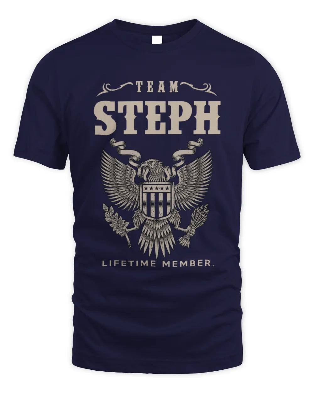 STEPH TP06-K82 – Personalized Classic Style Apparel “Team NAME Lifetime Member” - Unisex Standard T-Shirt - Navy