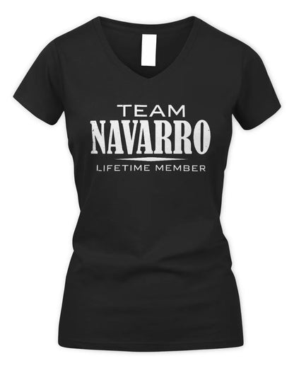 NAVARRO BL62-K4-128 - Personalized “Team NAME Lifetime Member” - Women's V-Neck T-Shirt - Black