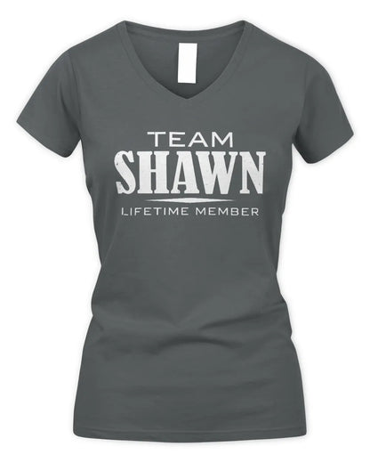 SHAWN BL62-K4-128 - Personalized “Team NAME Lifetime Member” - Women's V-Neck T-Shirt - Charcoal