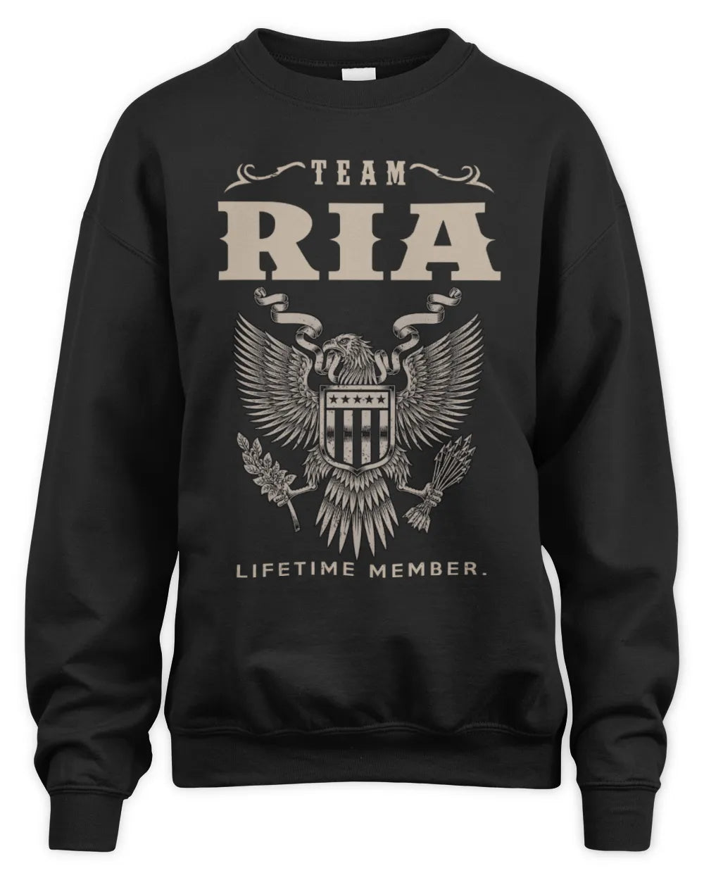 RIA TP06-K82 – Personalized Classic Style Apparel “Team NAME Lifetime Member” - Unisex Sweatshirt - Black