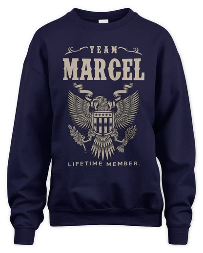 MARCEL TP06-K82 – Personalized Classic Style Apparel “Team NAME Lifetime Member” - Unisex Sweatshirt - Navy