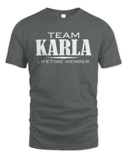 KARLA BL62-K4-128 - Personalized “Team NAME Lifetime Member” - Unisex Standard T-Shirt - Charcoal