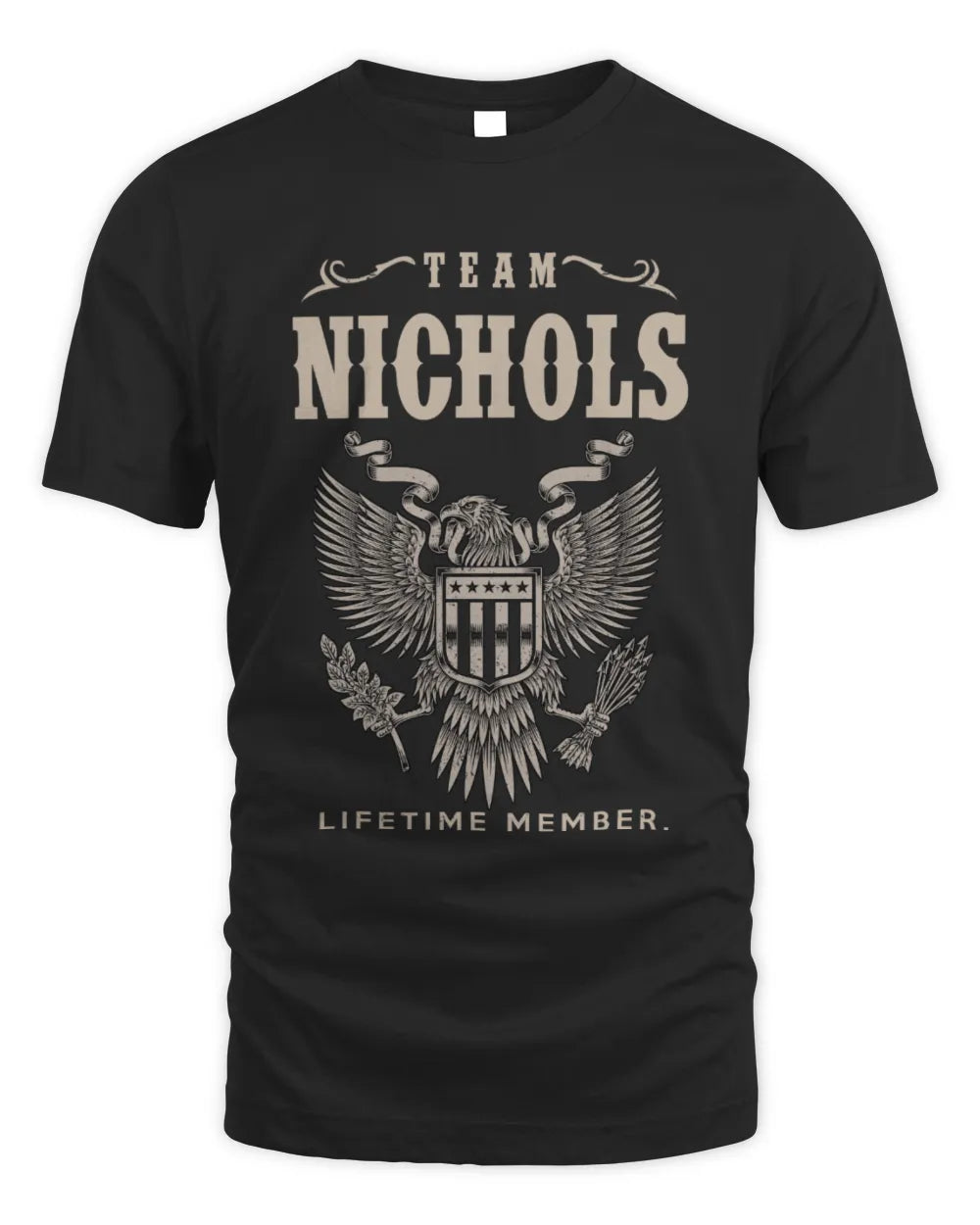 NICHOLS TP06-K82 – Personalized Classic Style Apparel “Team NAME Lifetime Member” - Unisex Standard T-Shirt - Black