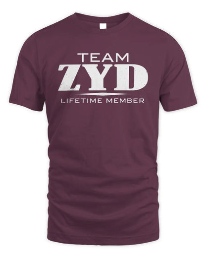 ZYD BL62-K4-128 - Personalized “Team NAME Lifetime Member” - Unisex Standard T-Shirt - Maroon