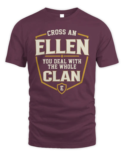 ELLEN NT1-K008 Cross A/An NAME, You Deal With the Whole Clan | Personalized Vintage T-Shirt - Unisex Standard T-Shirt - Maroon
