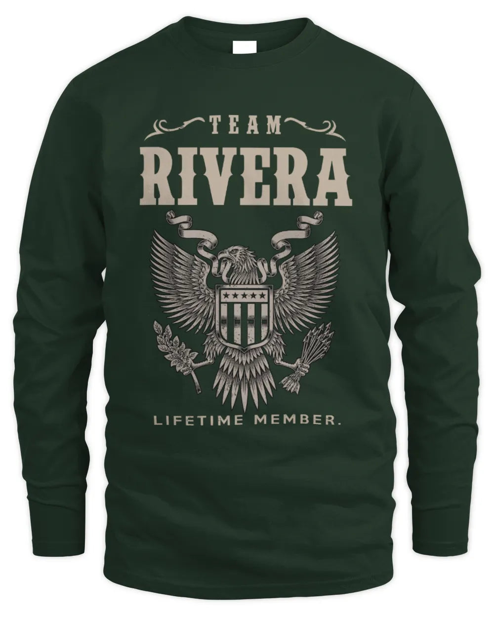 RIVERA TP06-K82 – Personalized Classic Style Apparel “Team NAME Lifetime Member” - Men's Long Sleeved T-Shirt - Forest Green