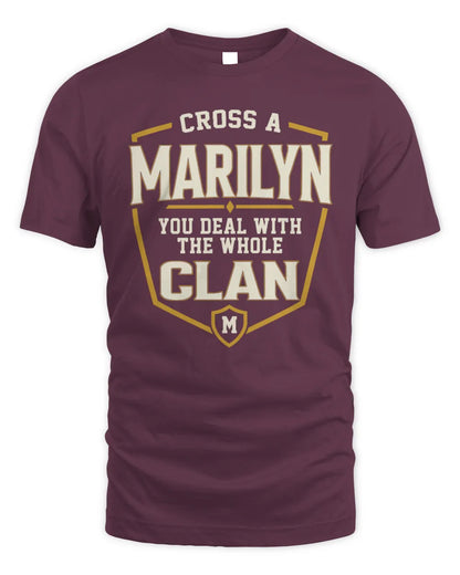 MARILYN NT1-K008 Cross A/An NAME, You Deal With the Whole Clan | Personalized Vintage T-Shirt - Unisex Standard T-Shirt - Maroon