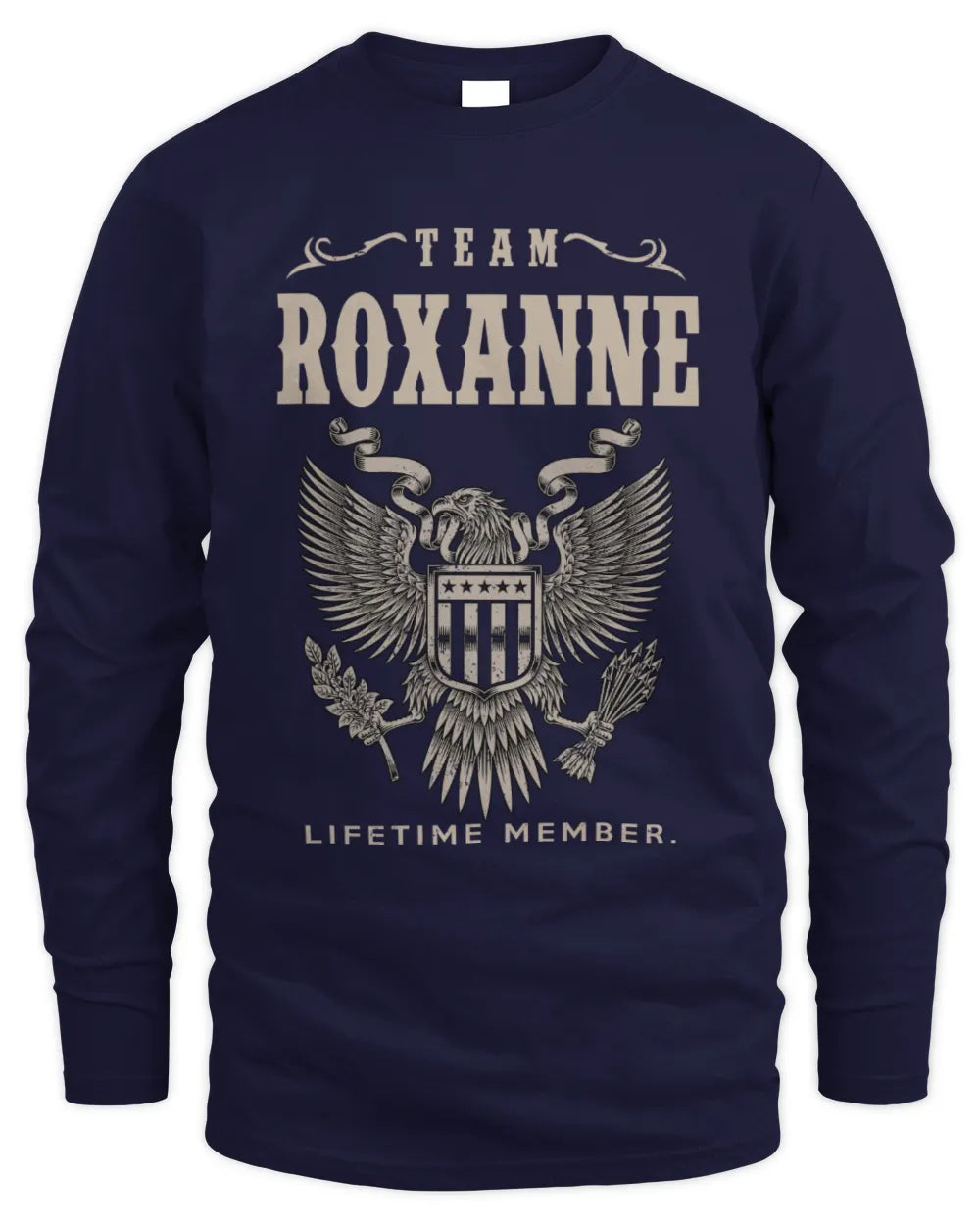 ROXANNE TP06-K82 – Personalized Classic Style Apparel “Team NAME Lifetime Member” - Men's Long Sleeved T-Shirt - Navy
