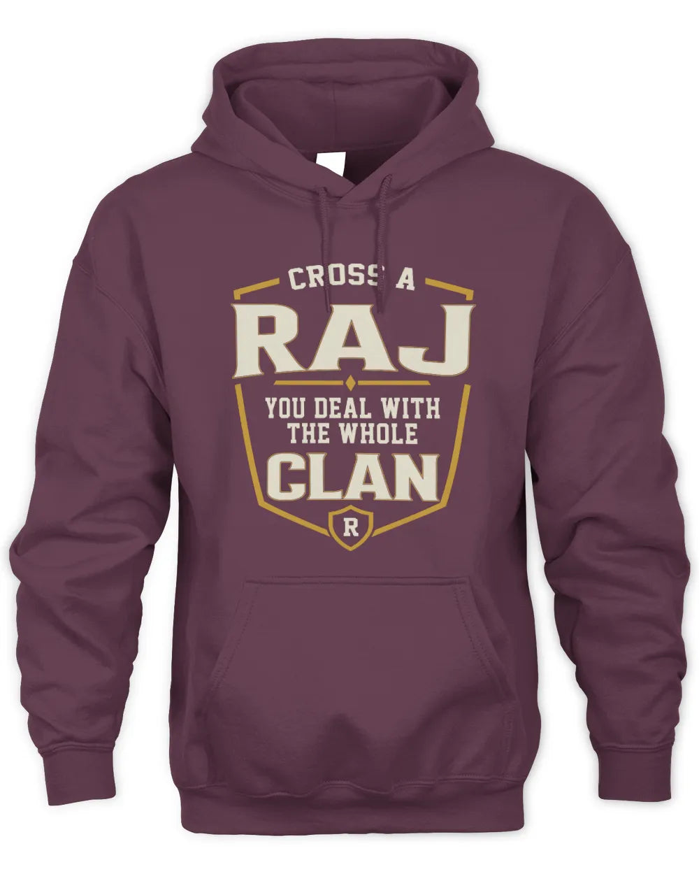 RAJ NT1-K008 Cross A/An NAME, You Deal With the Whole Clan | Personalized Vintage T-Shirt - Unisex Hoodie - Maroon