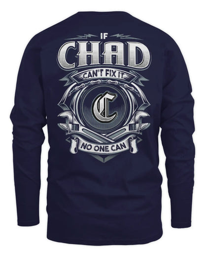 CHAD AP81-K4-626 - Personalized Ahmed Quote Apparel “If Ahmed Can't Fix It, No One Can” - Men's Long Sleeved T-Shirt - Navy