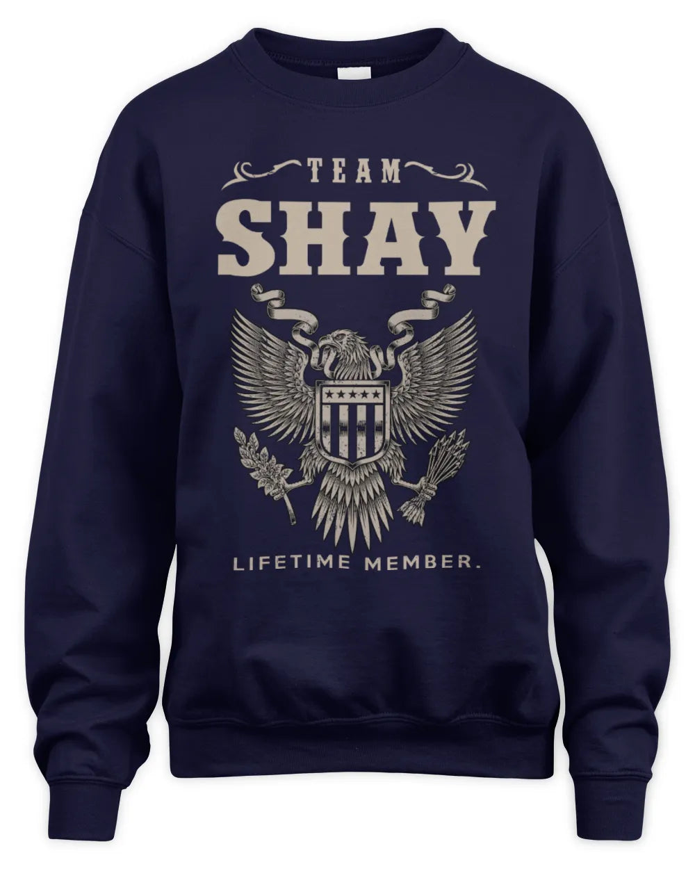 SHAY TP06-K82 – Personalized Classic Style Apparel “Team NAME Lifetime Member” - Unisex Sweatshirt - Navy