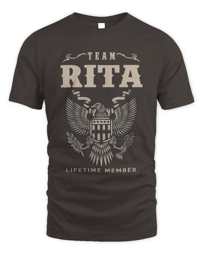 RITA TP06-K82 – Personalized Classic Style Apparel “Team NAME Lifetime Member” - Unisex Standard T-Shirt - Dark Chocolate