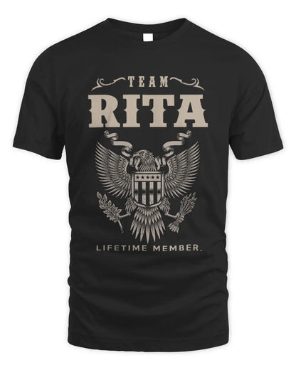 RITA TP06-K82 – Personalized Classic Style Apparel “Team NAME Lifetime Member” - Unisex Standard T-Shirt - Black
