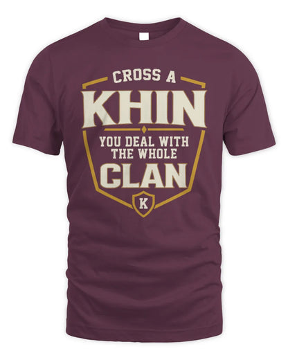 KHIN NT1-K008 Cross A/An NAME, You Deal With the Whole Clan | Personalized Vintage T-Shirt - Unisex Standard T-Shirt - Maroon