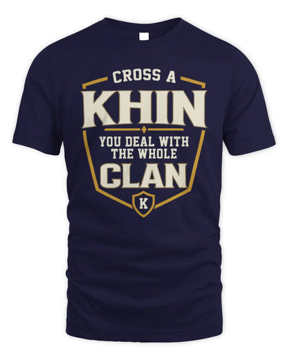 KHIN NT1-K008 Cross A/An NAME, You Deal With the Whole Clan | Personalized Vintage T-Shirt - Unisex Standard T-Shirt - Navy