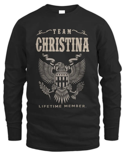 CHRISTINA TP06-K82 – Personalized Classic Style Apparel “Team NAME Lifetime Member” - Men's Long Sleeved T-Shirt - Black