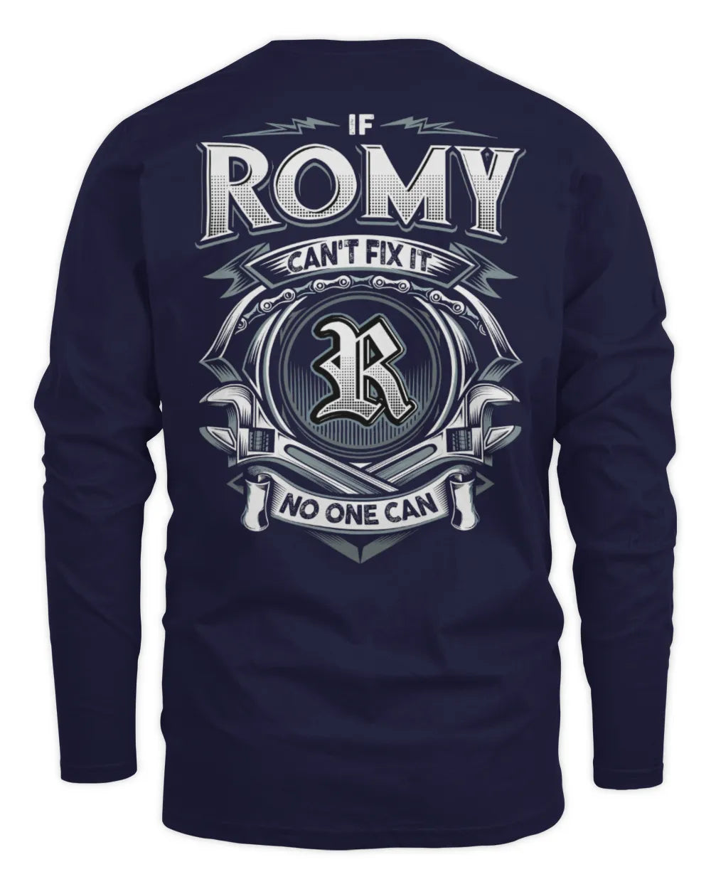ROMY AP81-K4-626 - Personalized Ahmed Quote Apparel “If Ahmed Can't Fix It, No One Can” - Men's Long Sleeved T-Shirt - Navy