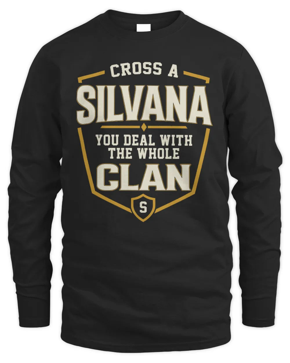 SILVANA NT1-K008 Cross A/An NAME, You Deal With the Whole Clan | Personalized Vintage T-Shirt - Men's Long Sleeved T-Shirt - Black
