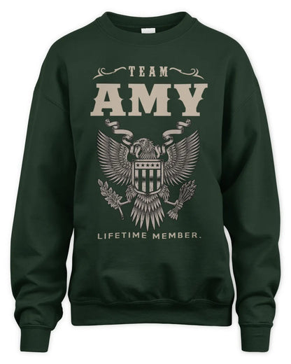 AMY TP06-K82 – Personalized Classic Style Apparel “Team NAME Lifetime Member” - Unisex Sweatshirt - Forest Green