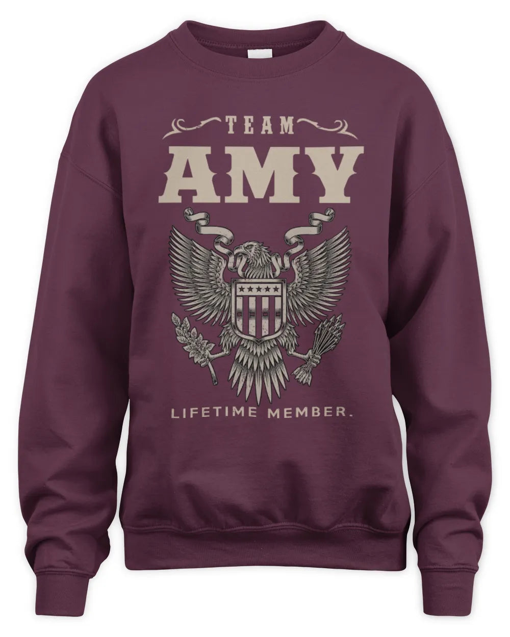 AMY TP06-K82 – Personalized Classic Style Apparel “Team NAME Lifetime Member” - Unisex Sweatshirt - Maroon